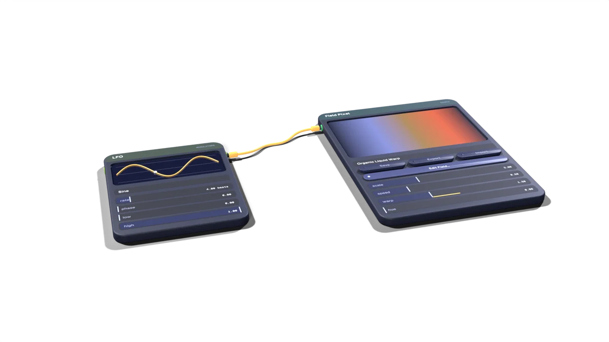 A 3D render of two Infinite nodes joined by a cable