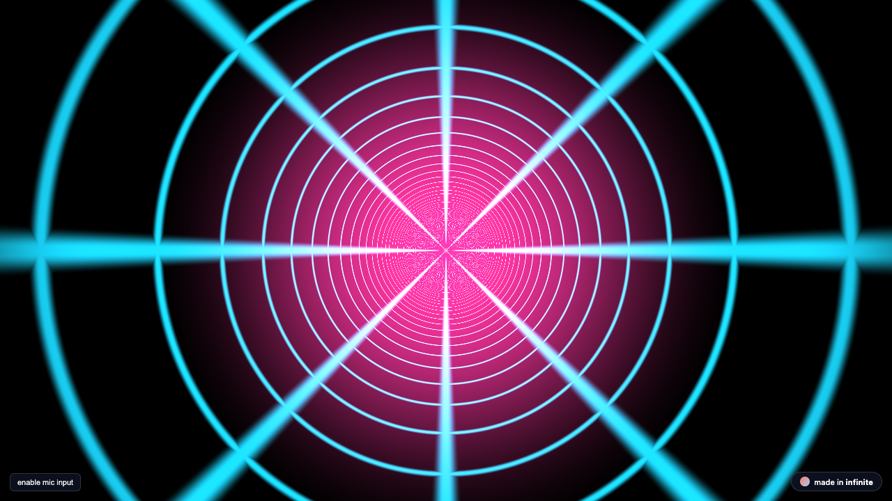 audio reactive glsl shader visual running in infinite