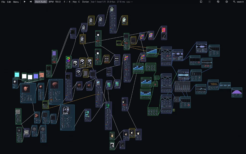 infinite modular audio graph canvas and node dsp architecture