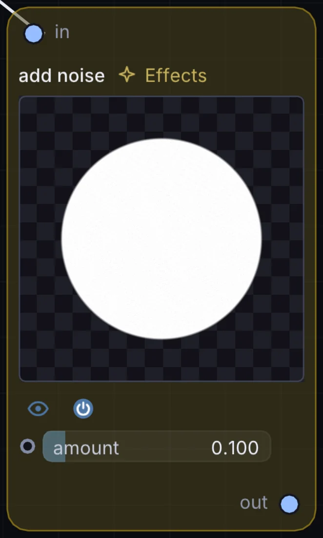 The Add Noise node in Infinite, showing its inputs, controls and outputs.