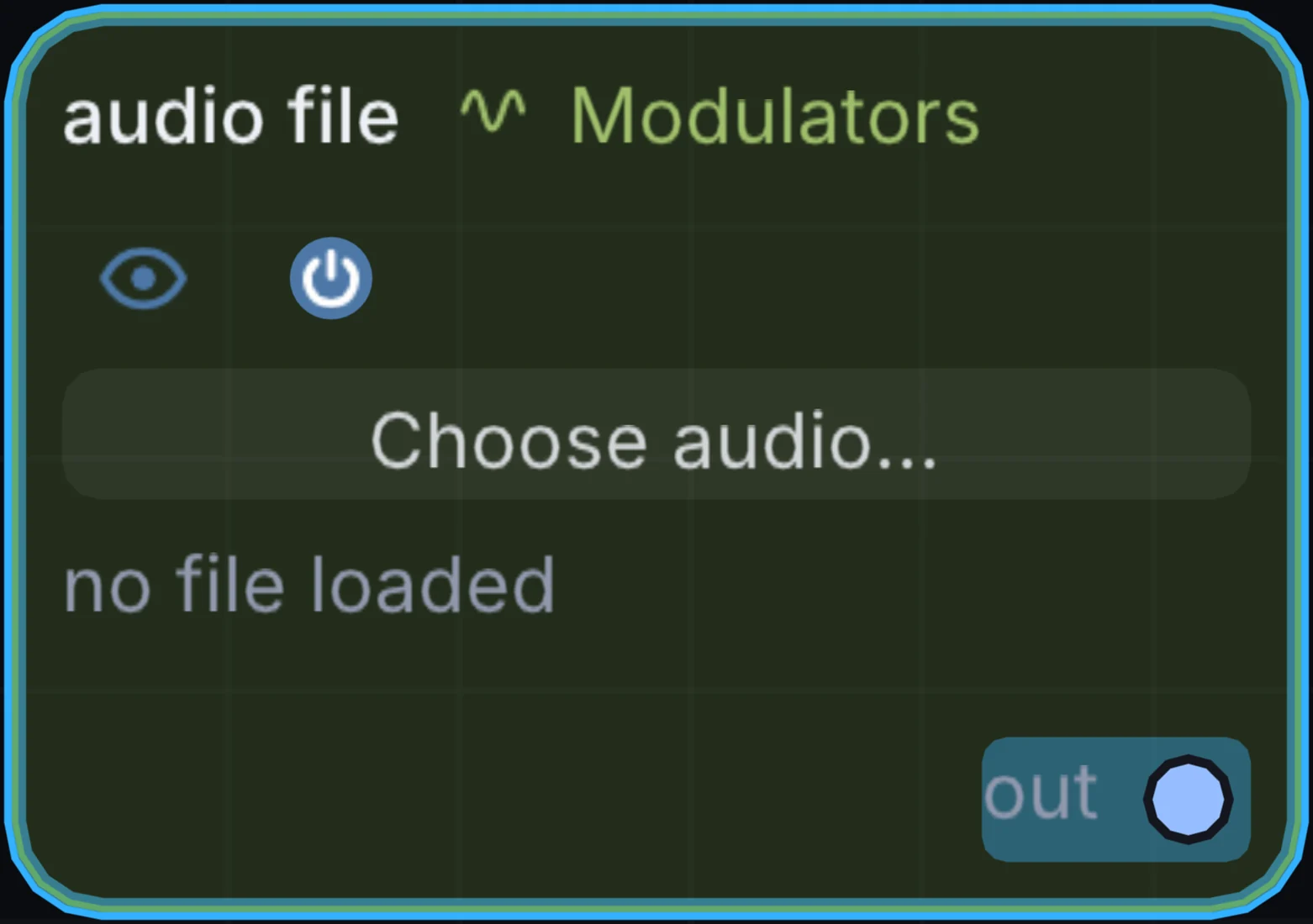 The Audio File node in Infinite, showing its controls and output.