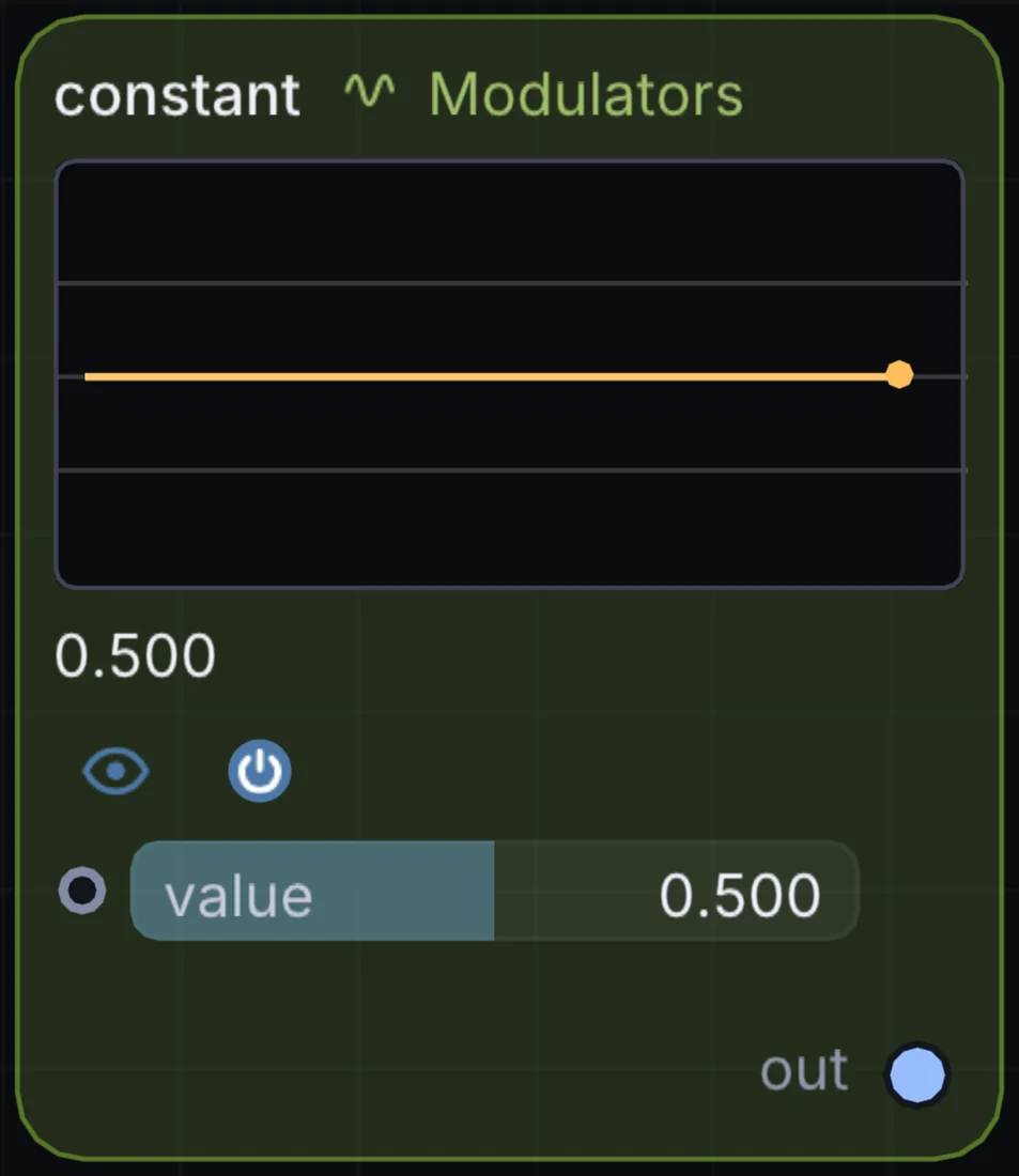 The Constant node in Infinite, showing its controls and output.
