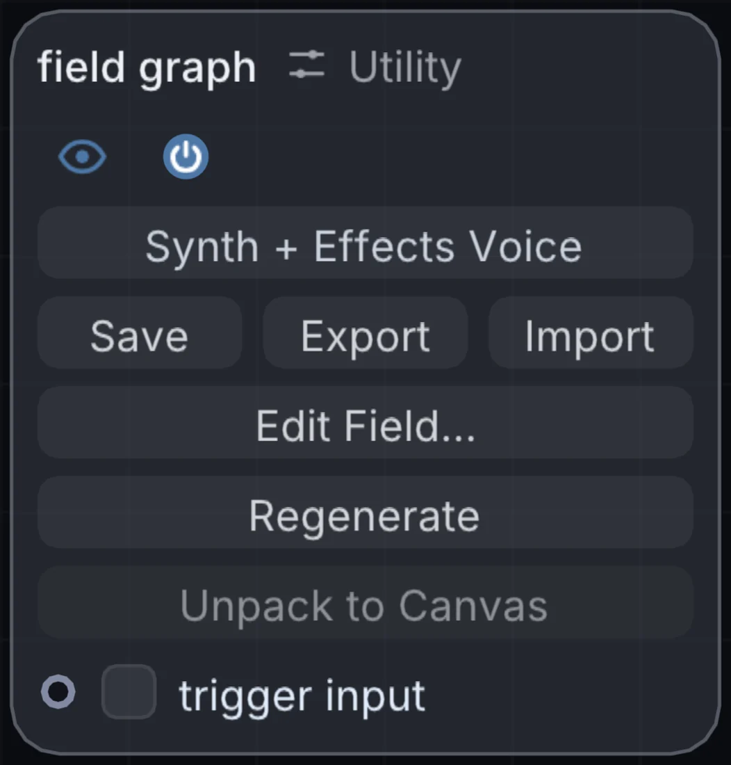 The Field Graph node in Infinite, showing its controls and output.