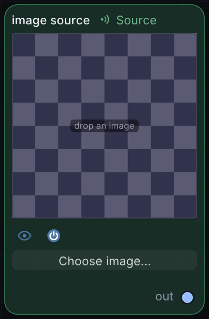 The Image Source node in Infinite, showing its controls and output.