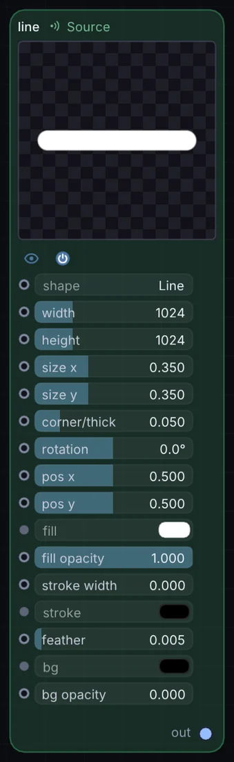 The Line node in Infinite, showing its controls and output.