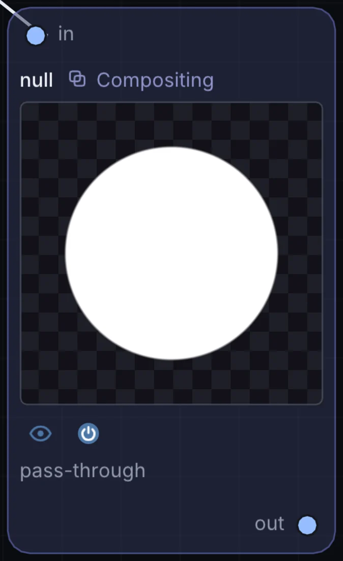 The Null node in Infinite, showing its inputs, controls and outputs.