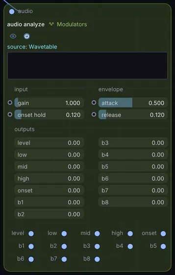 The Audio Analyze node in Infinite.