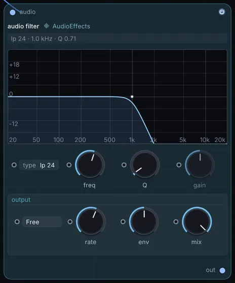 The Audio Filter node in Infinite.