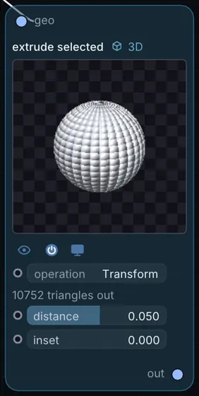 The Extrude Selected node in Infinite.
