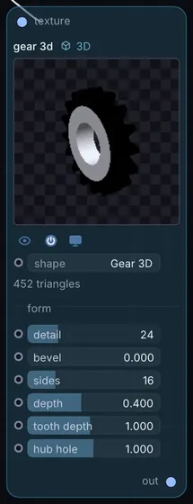 The Gear 3D node in Infinite.