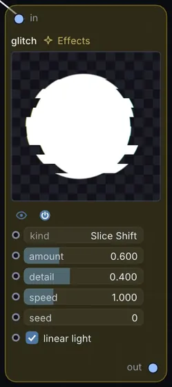 The Glitch node in Infinite.
