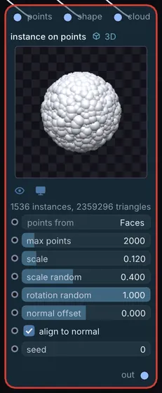 The Instance on Points node in Infinite.
