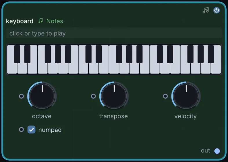 The Keyboard node in Infinite.
