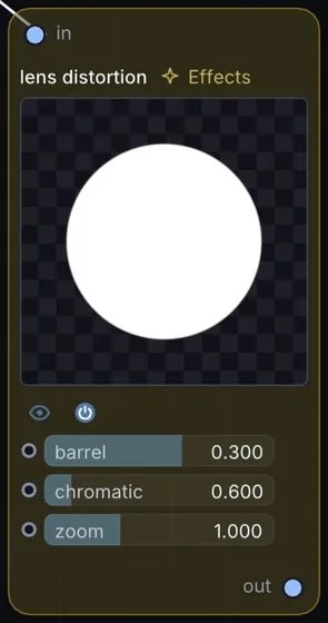 The Lens Distortion node in Infinite.