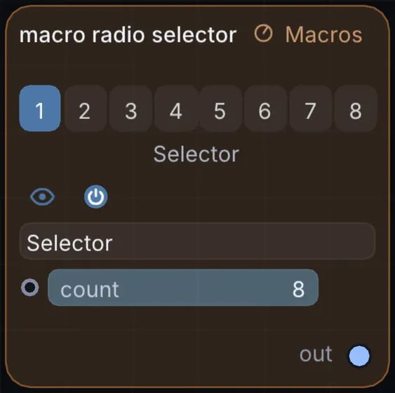 The Macro Radio Selector node in Infinite.