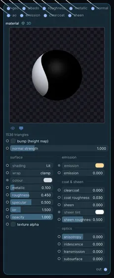 The Material node in Infinite.