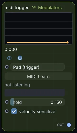 The MIDI Trigger node in Infinite.