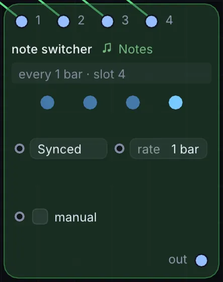 The Note Switcher node in Infinite.