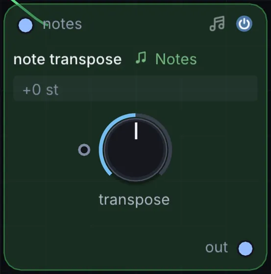 The Note Transpose node in Infinite.
