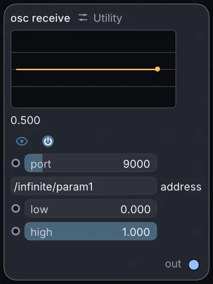 The OSC Receive node in Infinite.
