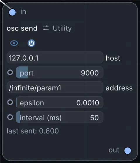 The OSC Send node in Infinite.