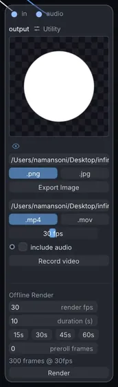 The Output node in Infinite.