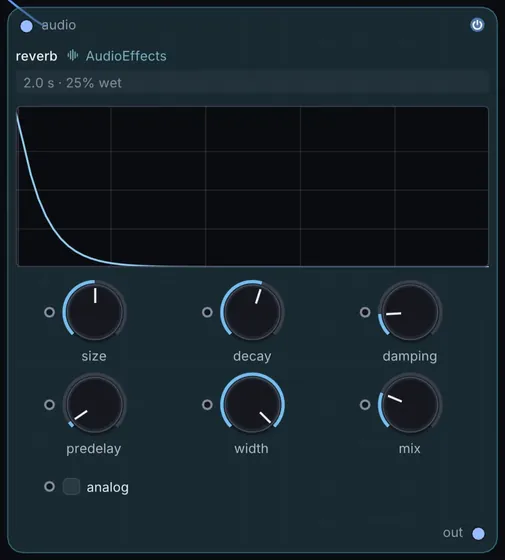 The Reverb node in Infinite.
