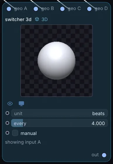 The Switcher 3D node in Infinite.