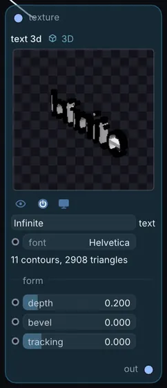 The Text 3D node in Infinite.