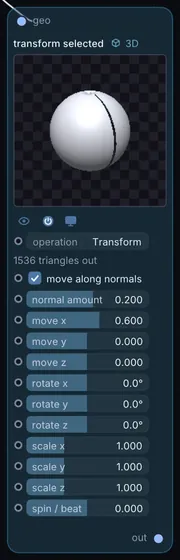 The Transform Selected node in Infinite.